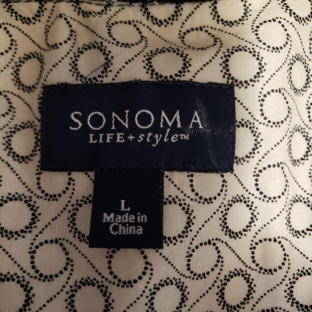 Sonoma 3/4 jacket blk square shapes sz L - Picture 5 of 6
